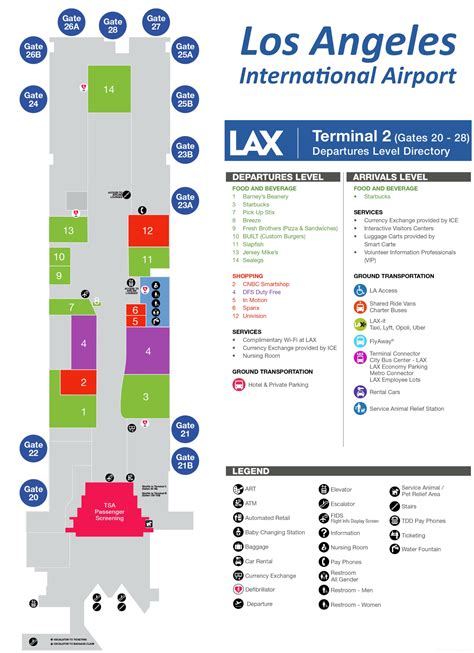 Lax Terminal 2 Map Los Angeles International Airport Terminal 2 Map