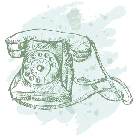 Premium Vector Telephone Vintage Sketch Hand Drawing Illustration