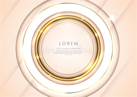Abstract 3d Soft Cream Circle Overlap With Golden Lines And Light