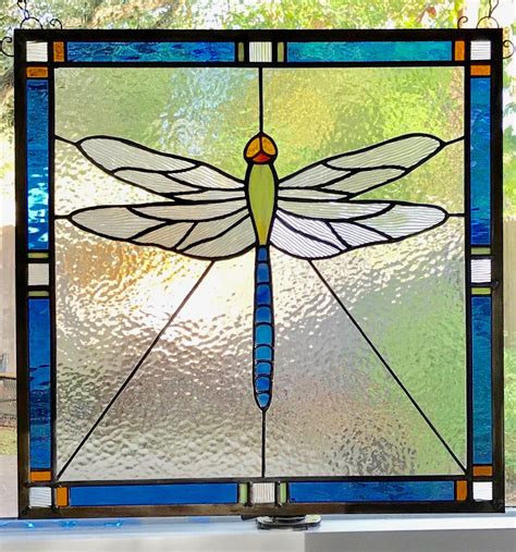 Dragonfly Stained Glass Panel 1325 X 1325 Dragonfly Stained