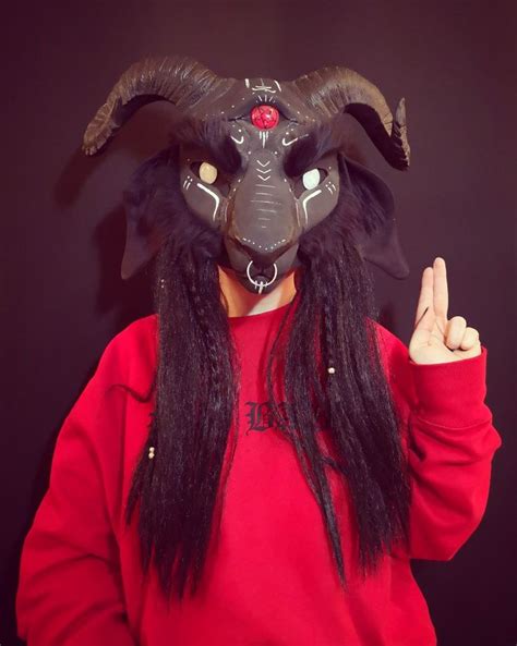 Unusual Demonic Goat Mask Thirdeye Baphomet Pentagram Goat Mask