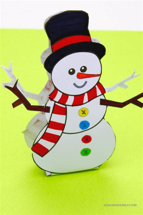 Print Out And Colour This Cute Paper Snowman Add Glue To The Bottom