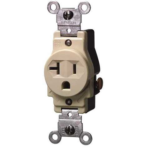 Leviton 5801 I 20 Amp Commercial Grade Grounding Single Outlet Ivory