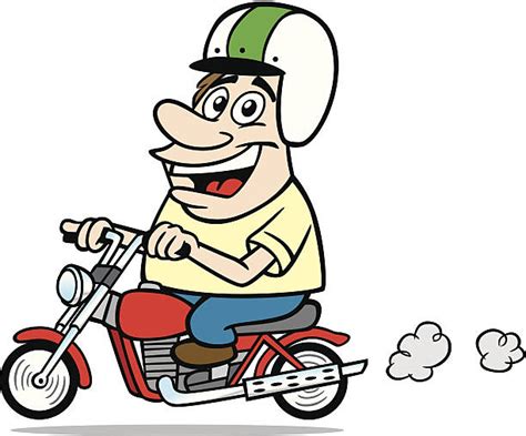 Royalty Free Cartoon Of A Motorcycle Riding Clip Art Vector Images