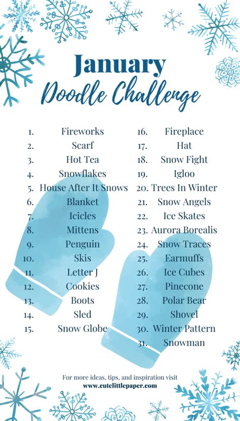 Winter Photo Challenge 30 Day Challenge Ideas With Free Printables