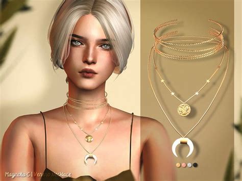 Sims 4 Cc Custom Content Accessories Magnolia C Veneno Necklace