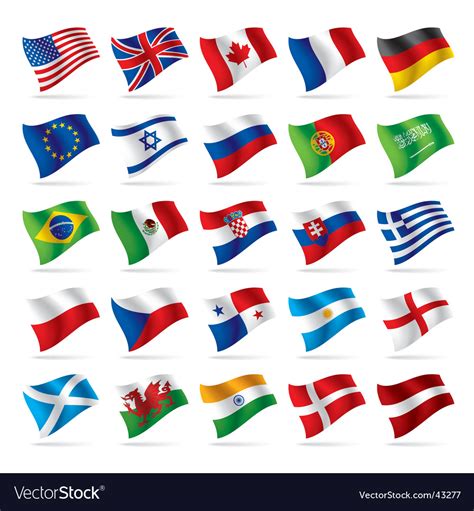 Set Of World Flags Royalty Free Vector Image VectorStock