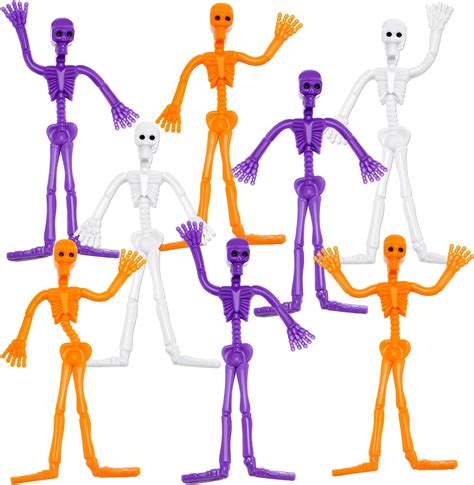Meooeck Halloween Bendable Skeletons Toys Figures Plastic
