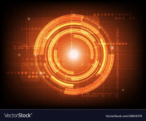 Abstract Orange Circle Digital Technology Vector Image