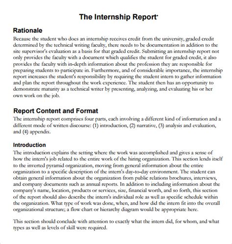 13 Internship Report Templates For Free Download Sample Templates