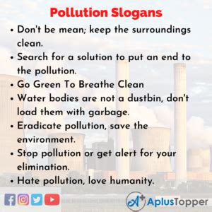 Pollution Slogans Unique And Catchy Pollution Slogans In English