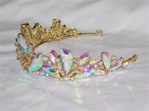 Brand New Gold Ab Rhinestone Crystal Beauty Queen Tiara Crown Etsy