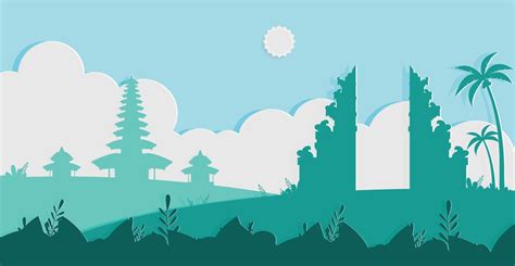 Silhouete Of Balinese Temple In Indonesian Illustration 6041426 Vector