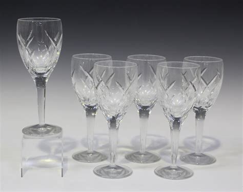 A Set Of Six Waterford John Rocha Signature Wine Glasses Acid Etched