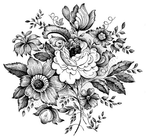 Black And White Floral Tattoo Design Flowers Vintage Floral Tattoos
