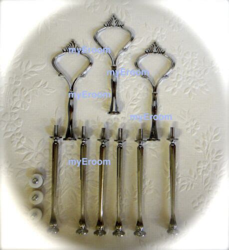 3x 2 Or 3 Tier Heavy Crown Cake Stand Fittings Handle Diy Plate Kit