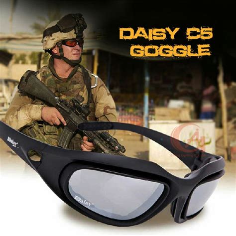 C5 Polarized Army Goggles Military Sunglasses 4 Lens Kit Mens Desert Tactical