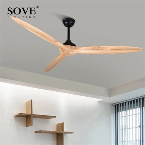 Sove Inch Modern Solid Wood Ceiling Fan Without Light With Remote