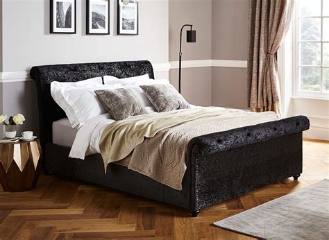 Upholstered In Luxurious Black Crushed Velvet The Ellen Is A Real