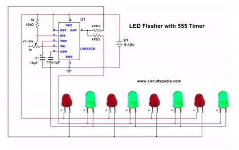 Led Flasher Circuit Using Timer Ic Electronic Circuit Gambaran