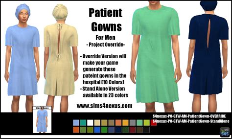 Project Override Male Patient Gowns Original Content Sims 4 Nexus