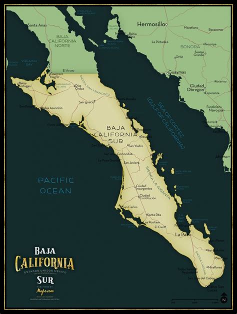 Baja California Sur Limited Edition Map Maps Baja California Norte