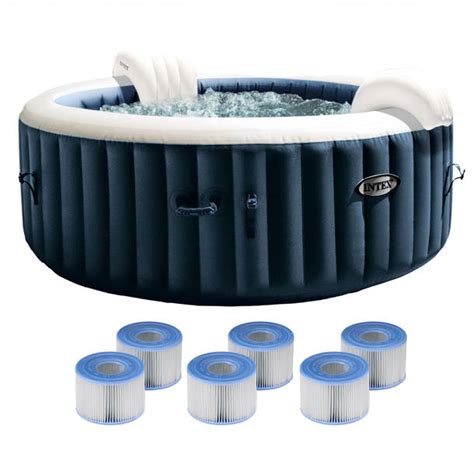 Intex 120 Volt 4 Person 140 Jet Round Inflatable Hot Tub In Blue