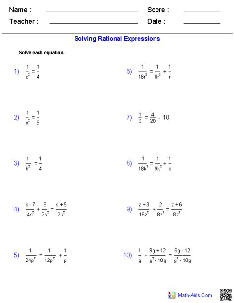 Solve Equations With Rational Numbers Worksheet
