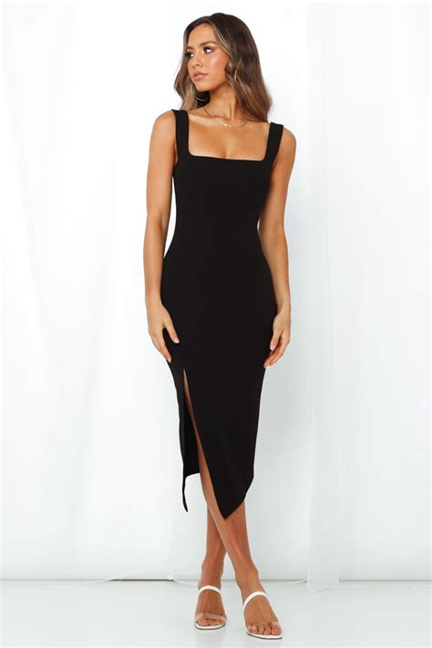 Leave The Light On Midi Dress Black Black Midi Dress Simple Black