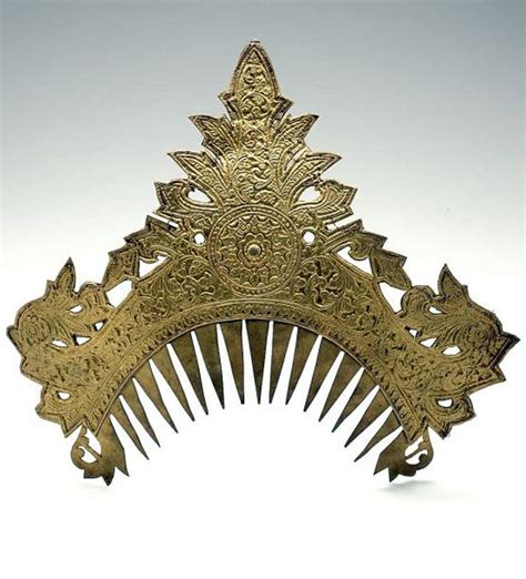 Indonesia ~ Java Plated Brass Decorated Comb Headdress Element Ca