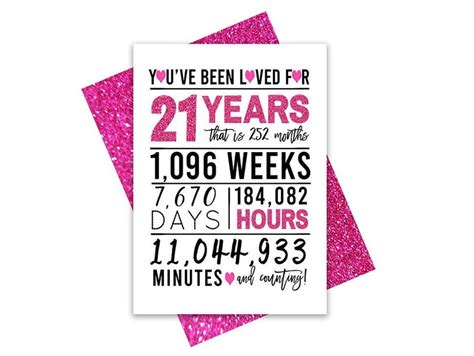 Hot Pink 21st Birthday Card Printable Birthday Card 21st Birthday