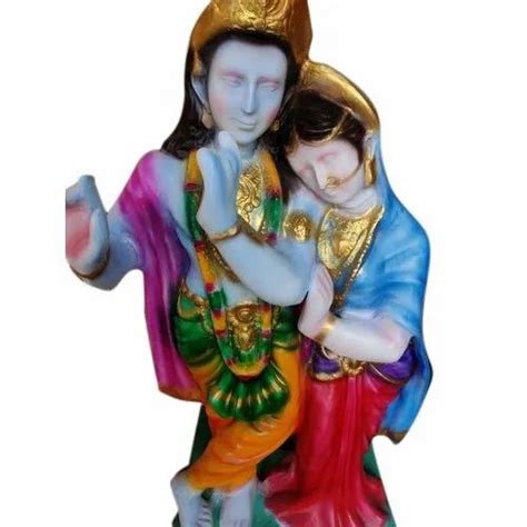 Multicolor Handmade Fiber Radha Krishna Statue Wooden Box 4 5 Feet At