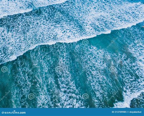 Ocean Waves Top Down View From Drone Aerial Background Landscape Of