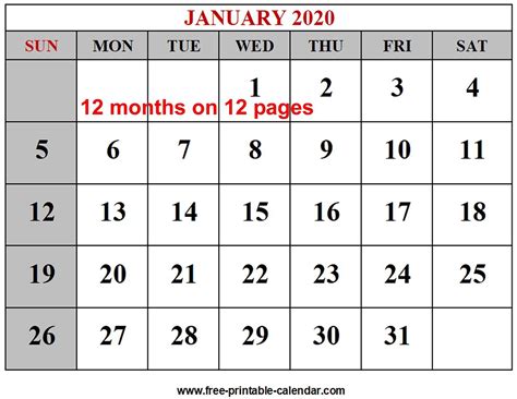 Universal Printable And Editable 12 Month Calendars Free Printable