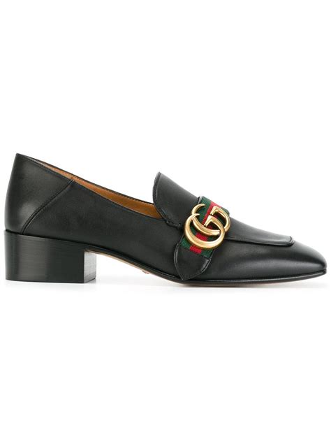 Gucci Gg Web Low Heel Loafer Pumps In Black Lyst