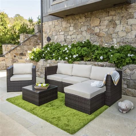 Sol 72 Outdoor Midland 6 Piece Rattan Sectional Seating Group With