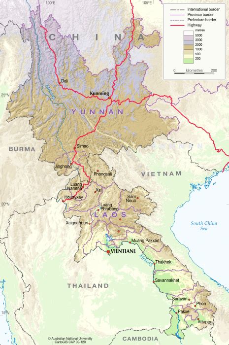 Laos Yunnan China Cartogis Services Maps Online Anu