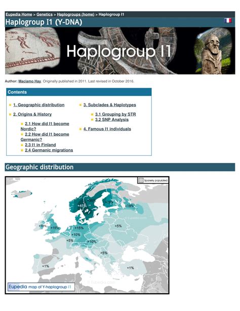 Pdf Origins And History Of Haplogroup I1 Y Dna