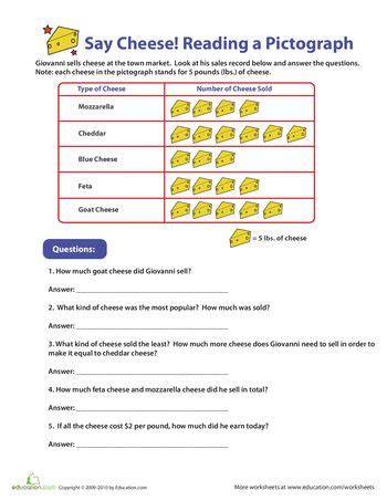 They make this subject more accessible for younger children and turn this challenging area of maths. Pictographs: Say Cheese! | Math worksheets, Graphing ...