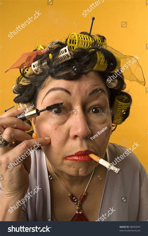Old Woman Smoking Applying Make Stock Photo 98093693 Shutterstock