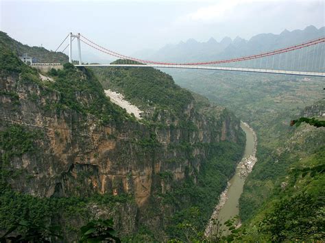 Beipanjiang River 2003 Bridge Huajiang Guizhou China 1201 Feet366