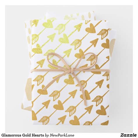 Glamorous Gold Hearts Foil Wrapping Paper Sheets Zazzle Wrapping