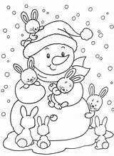 Coloring Cute Pages Snowman Getcolorings Winter Bunnies Printable sketch template