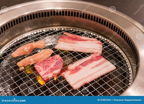 Japanese Raw Sliced Bacon Chicken And Beef Stock Photo Image Of
