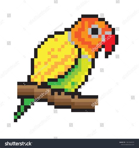 Vektor Stok Pixel Art Parrot Tanpa Royalti 1361064035 Shutterstock