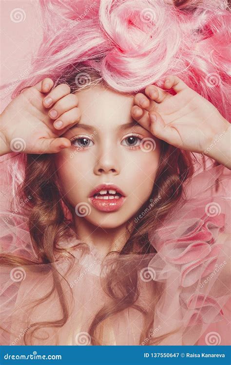 Beautiful Little Princess Girl In Pink Dress Stock Image Image Of