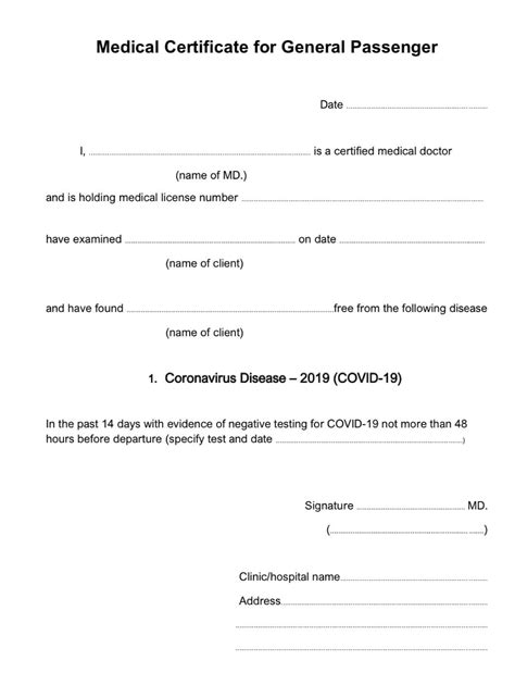 Covid19 Medical Certificate Fit To Fly Templates At