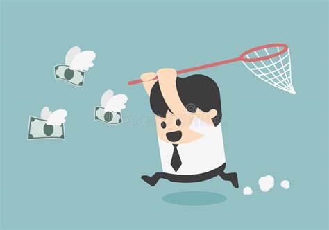 Concept Businessman Trying To Catch Money Fly Stock Vector