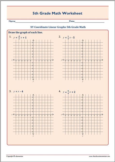 Xy Coordinate Linear Graphs 5th Grade Math Edumonitor