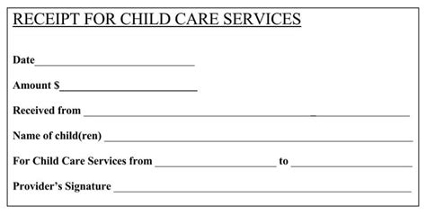 Daycare Tax Receipt Template